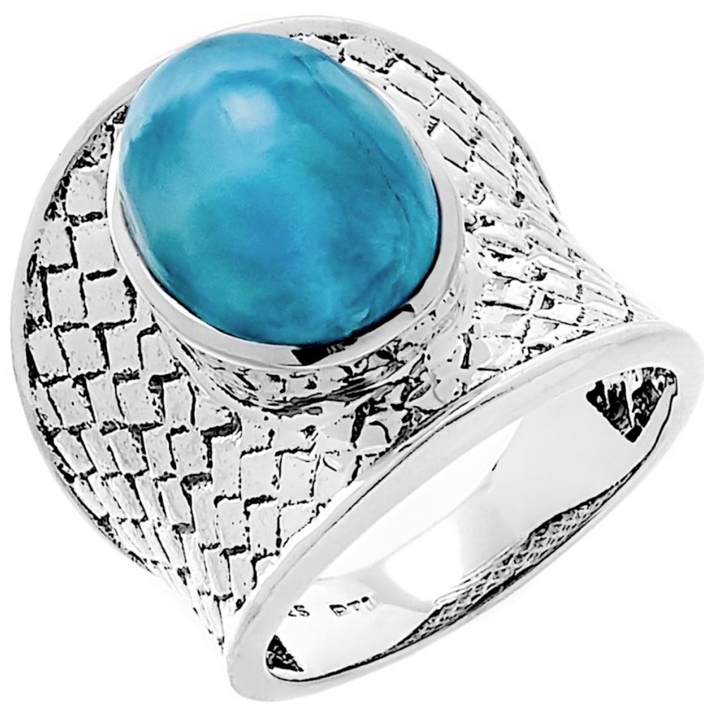 Himalayan Gems larimar sterling gemstone silver blue ring size 6